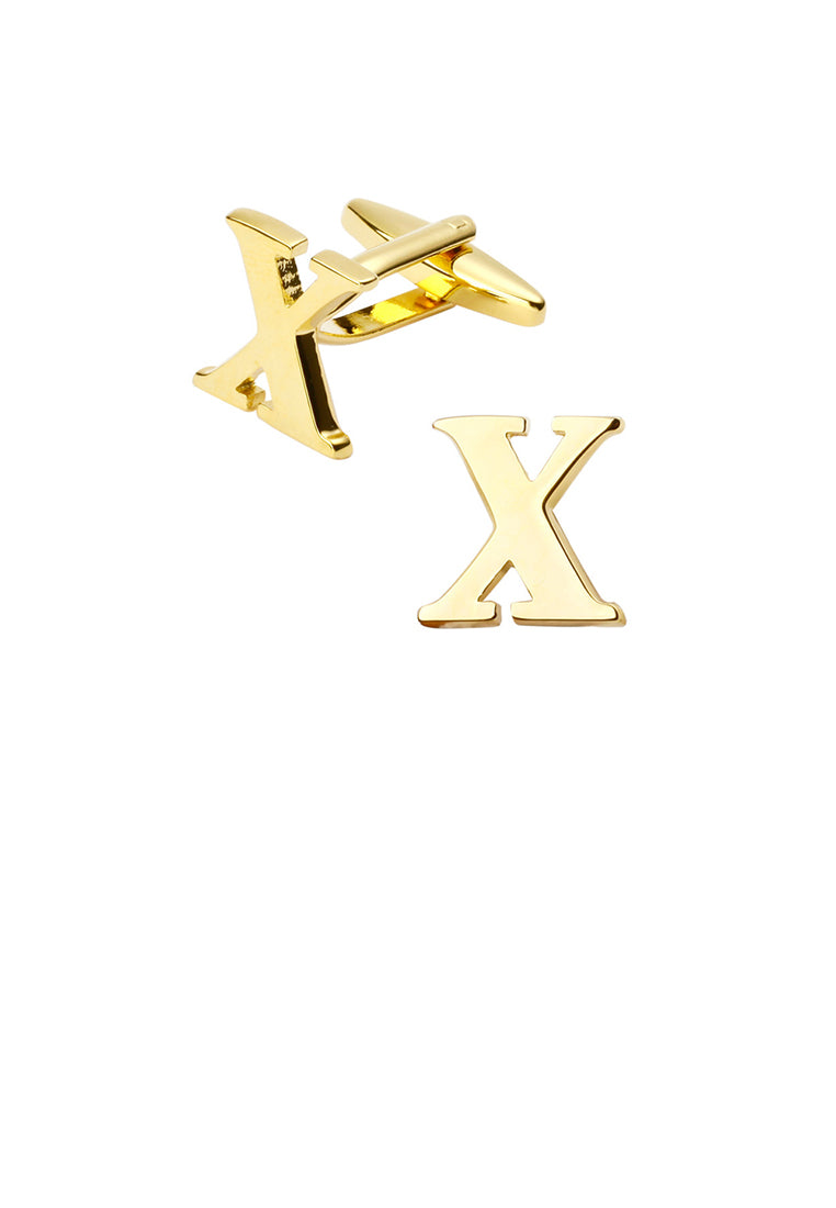 Simple and Fashion Plated Gold English Alphabet X Cufflinks