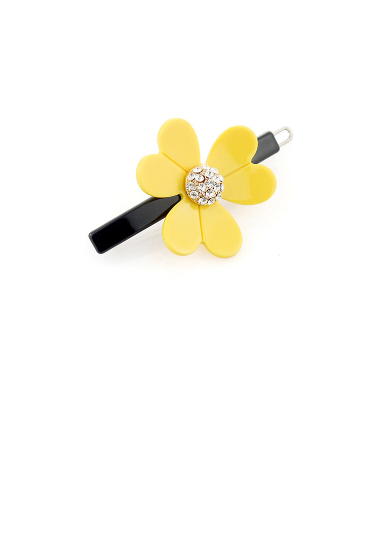 Fashion Sweet Yellow Flower Hair Clip With Cubic Zirconia - Luxurious Look