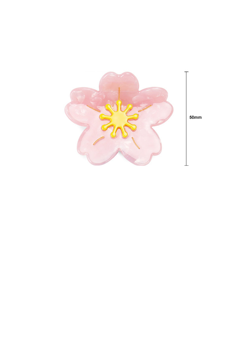 Sweet And Cute Pink Flower Hair Claw - Elegant Hairpiece - Vibrant Color