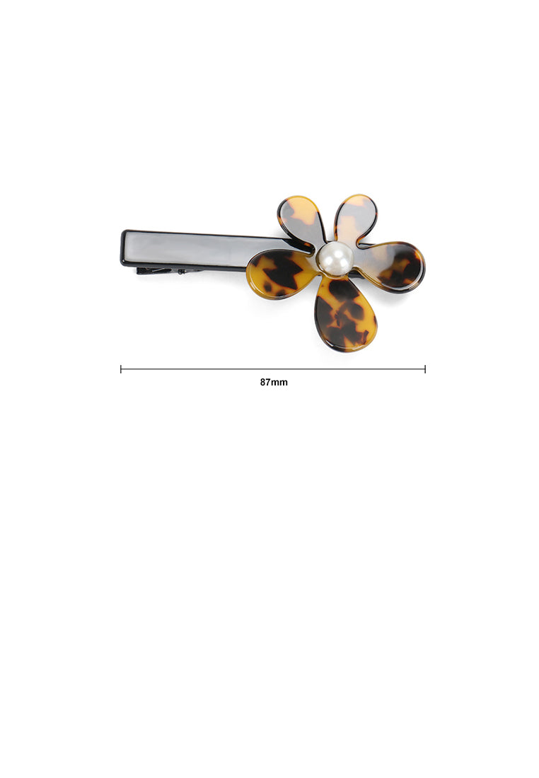 Fashion Sweet Brown Pattern Flower Imitation Pearl Hair Clip - Luxurious Look - Vibrant Color