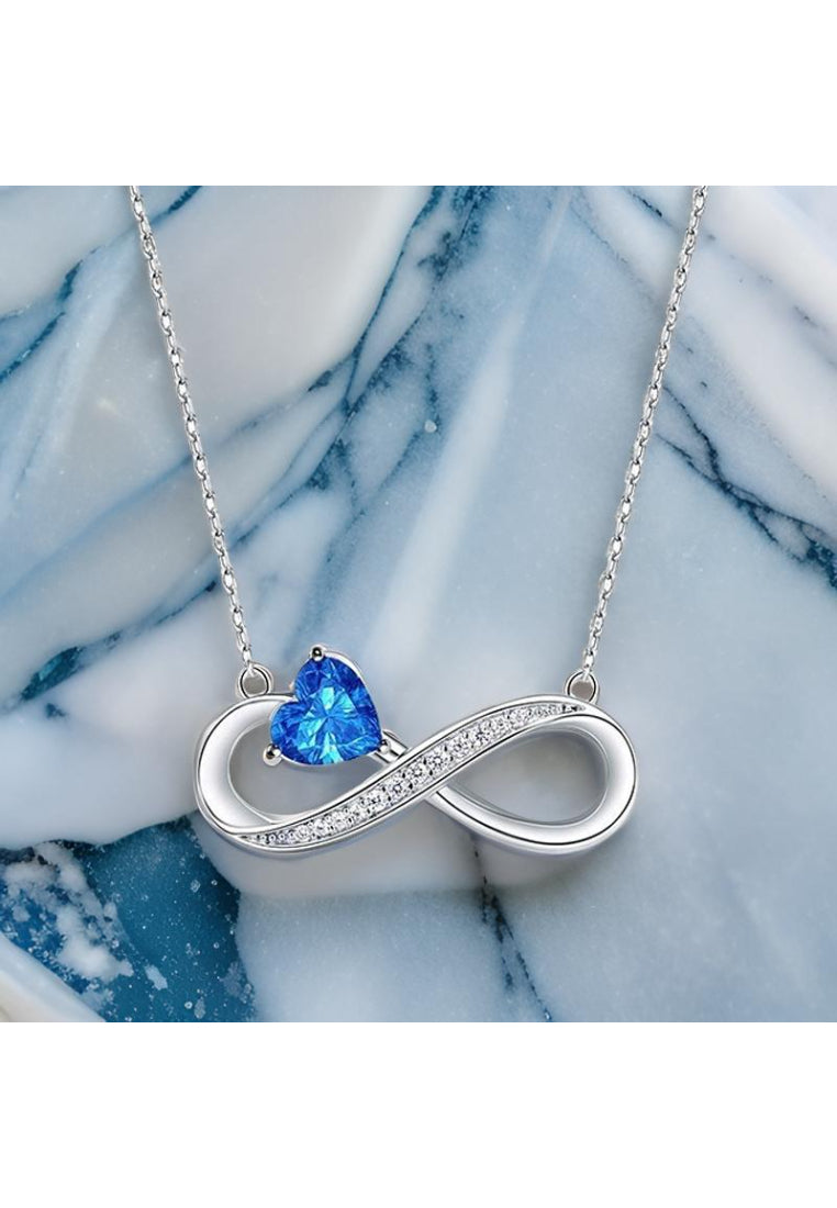 925 Sterling Silver Simple Fashion Mobius Ring Pendant with Cubic Zirconia and Necklace - Luxurious Look