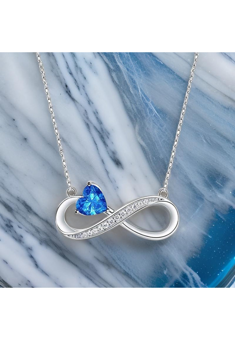 925 Sterling Silver Simple Fashion Mobius Ring Pendant with Cubic Zirconia and Necklace - Luxurious Look