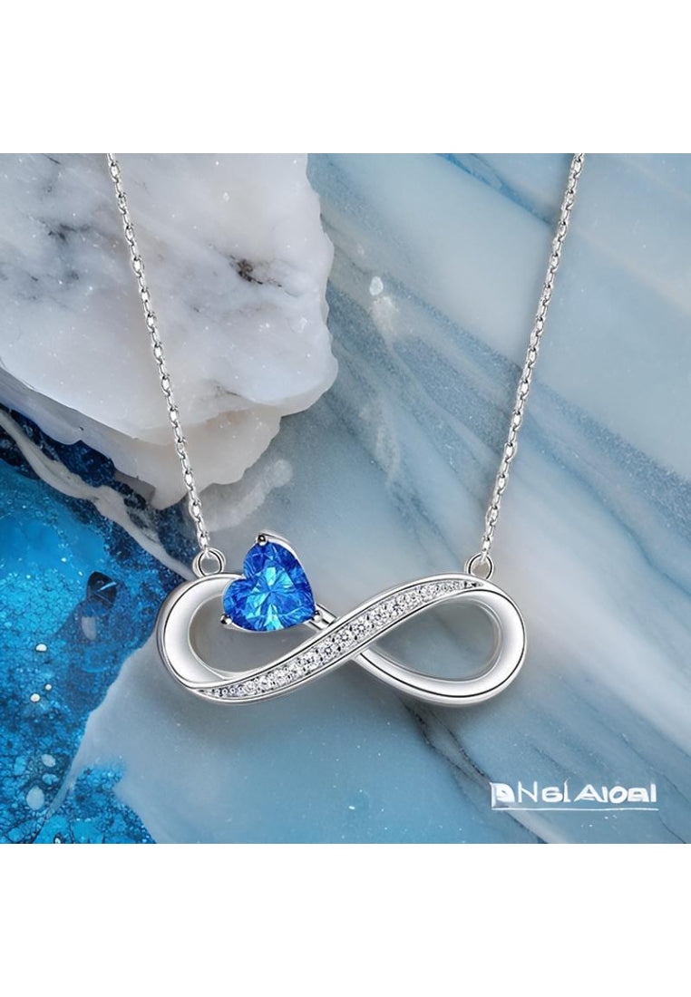 925 Sterling Silver Simple Fashion Mobius Ring Pendant with Cubic Zirconia and Necklace - Luxurious Look