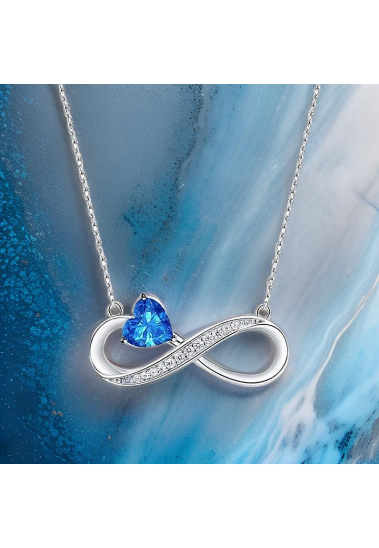 925 Sterling Silver Simple Fashion Mobius Ring Pendant with Cubic Zirconia and Necklace - Luxurious Look