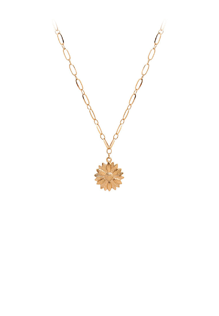 Fashion Elegant Plated Rose Gold 316L Stainless Steel Daisy Pendant with Necklace