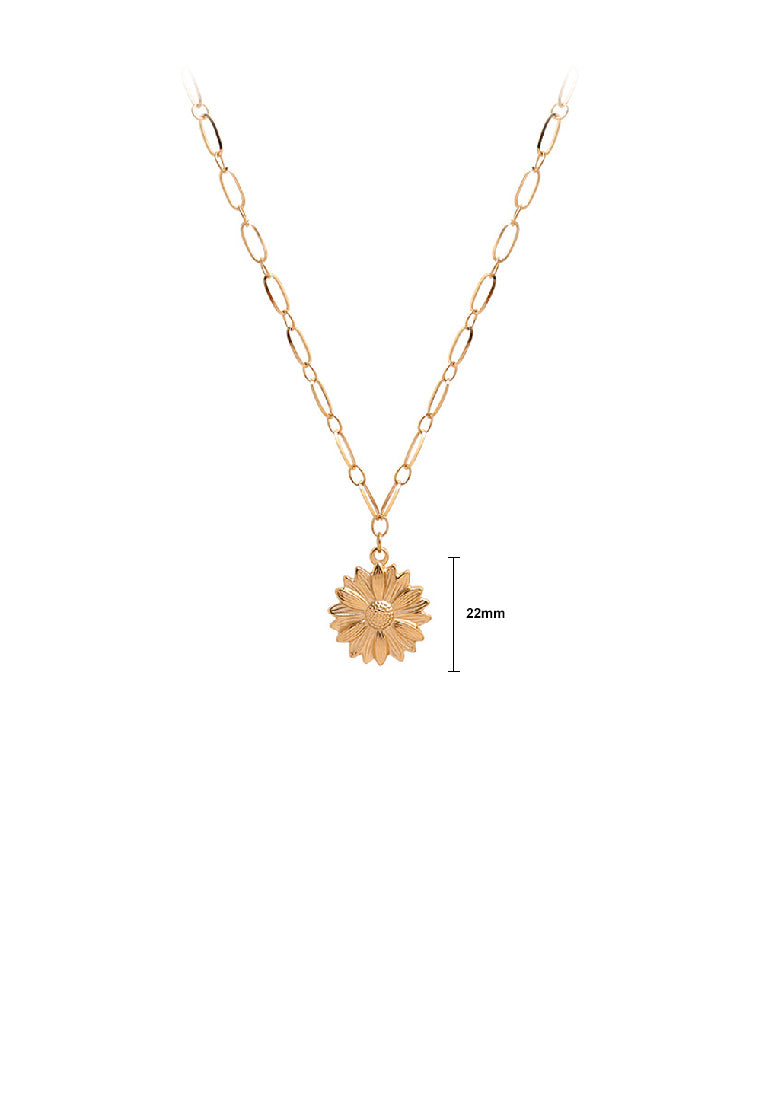 Fashion Elegant Plated Rose Gold 316L Stainless Steel Daisy Pendant with Necklace
