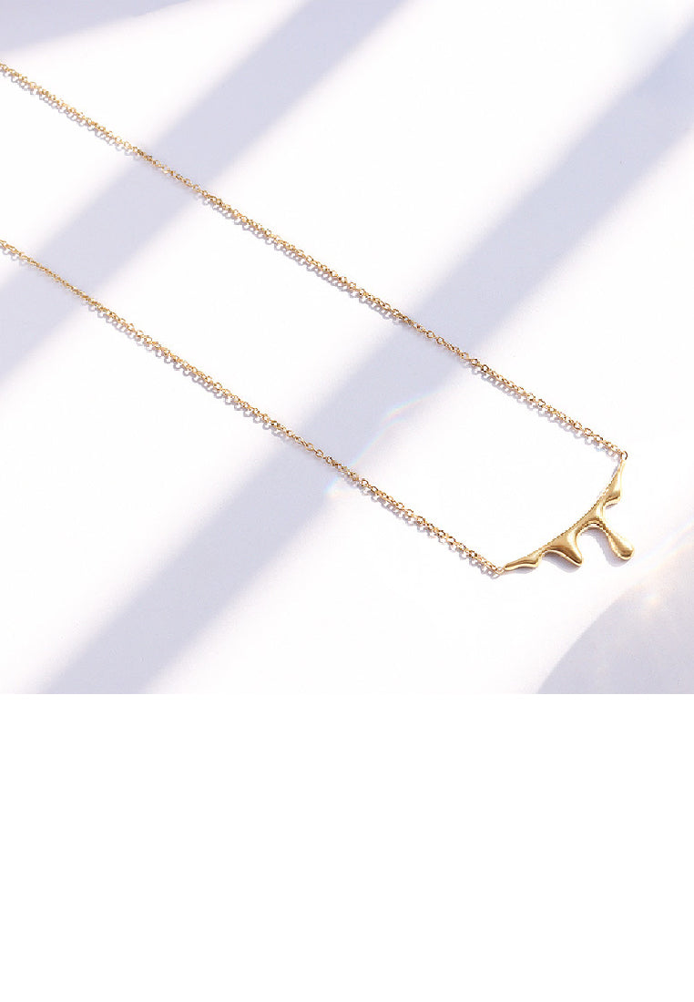 Fashion Creative Plated Gold 316L Stainless Steel Lava Shape Pendant with Necklace