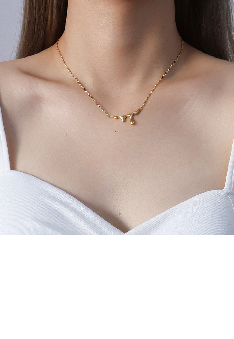 Fashion Creative Plated Gold 316L Stainless Steel Lava Shape Pendant with Necklace