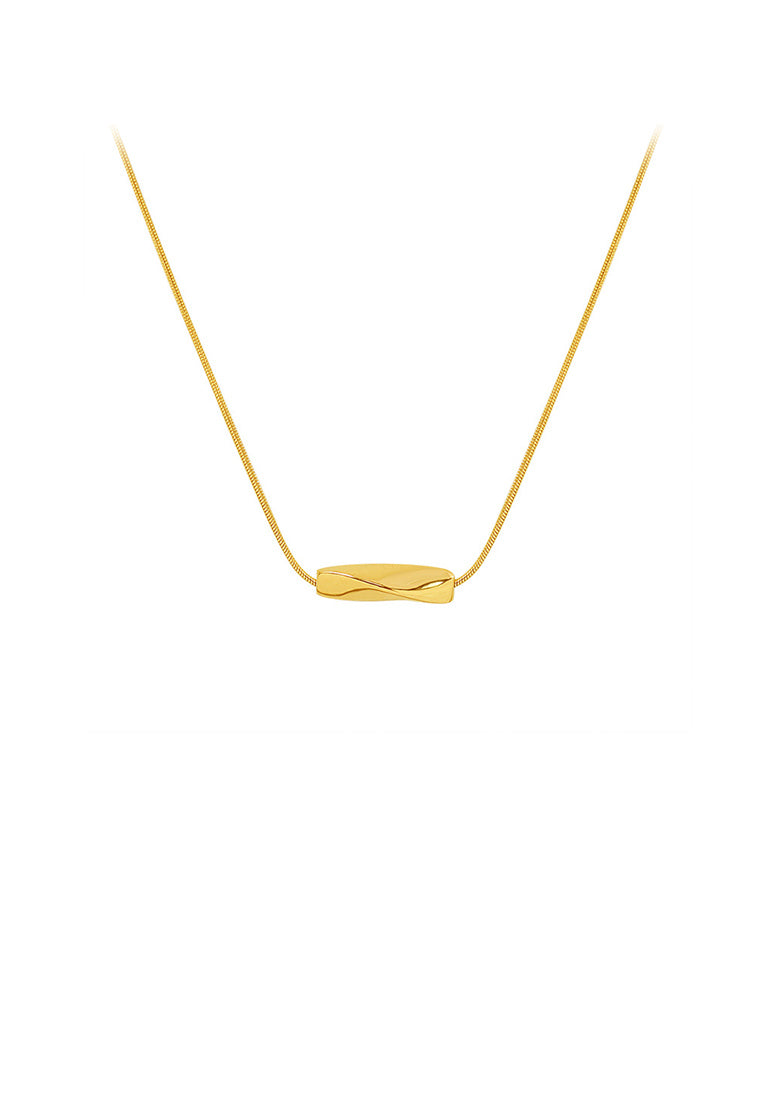 Simple Personality Plated Gold 316L Stainless Steel Twisted Tube Strip Geometric Pendant with Necklace
