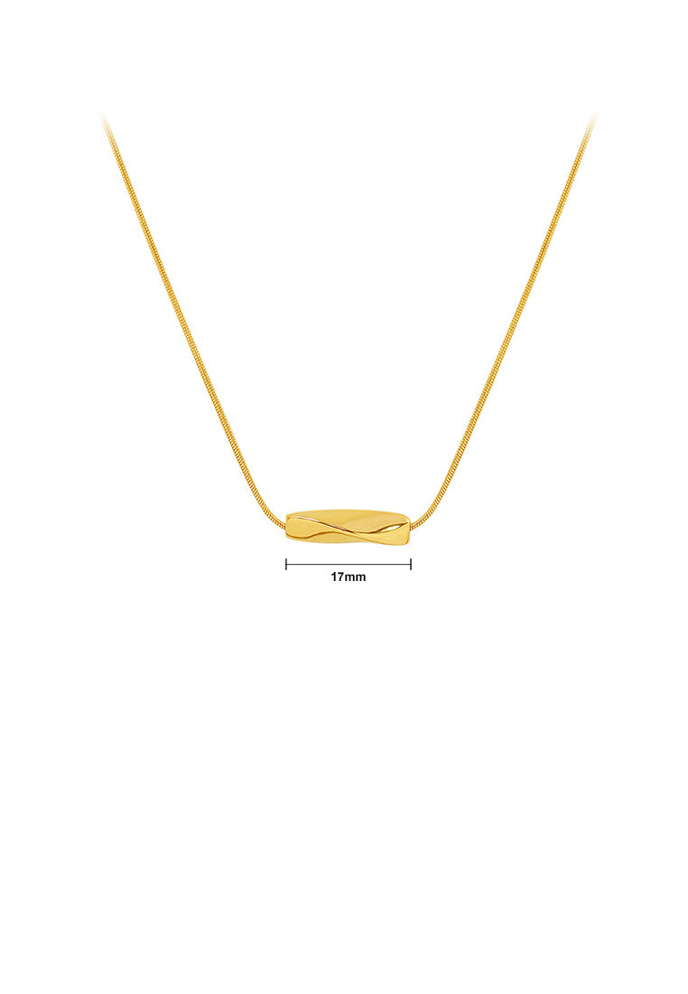 Simple Personality Plated Gold 316L Stainless Steel Twisted Tube Strip Geometric Pendant with Necklace