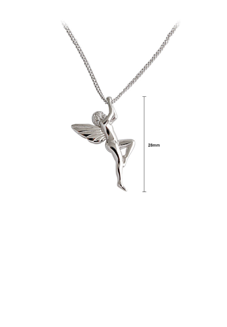 925 Sterling Silver Fashion Simple Angel Pendant with Necklace