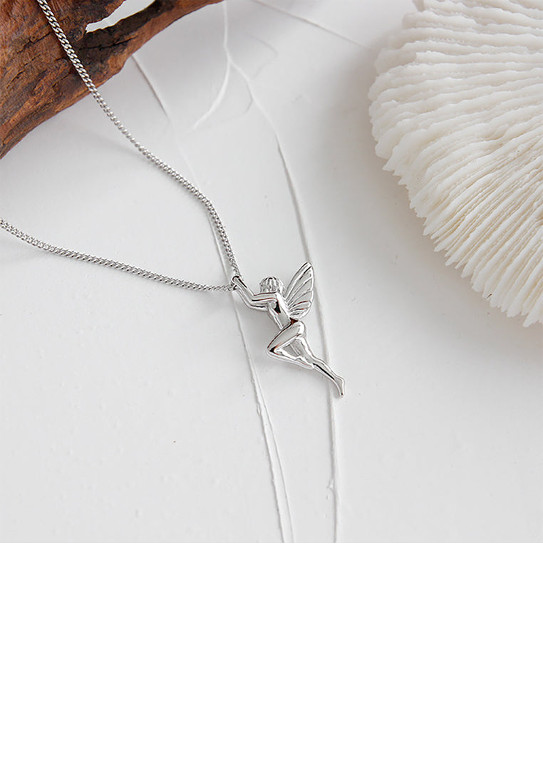 925 Sterling Silver Fashion Simple Angel Pendant with Necklace