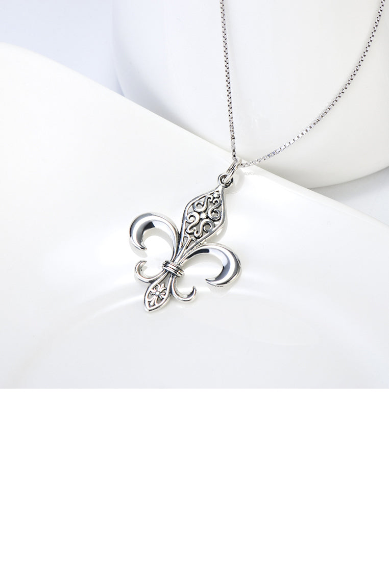 925 Sterling Silver Creative Carved Geometric Pendant with Necklace