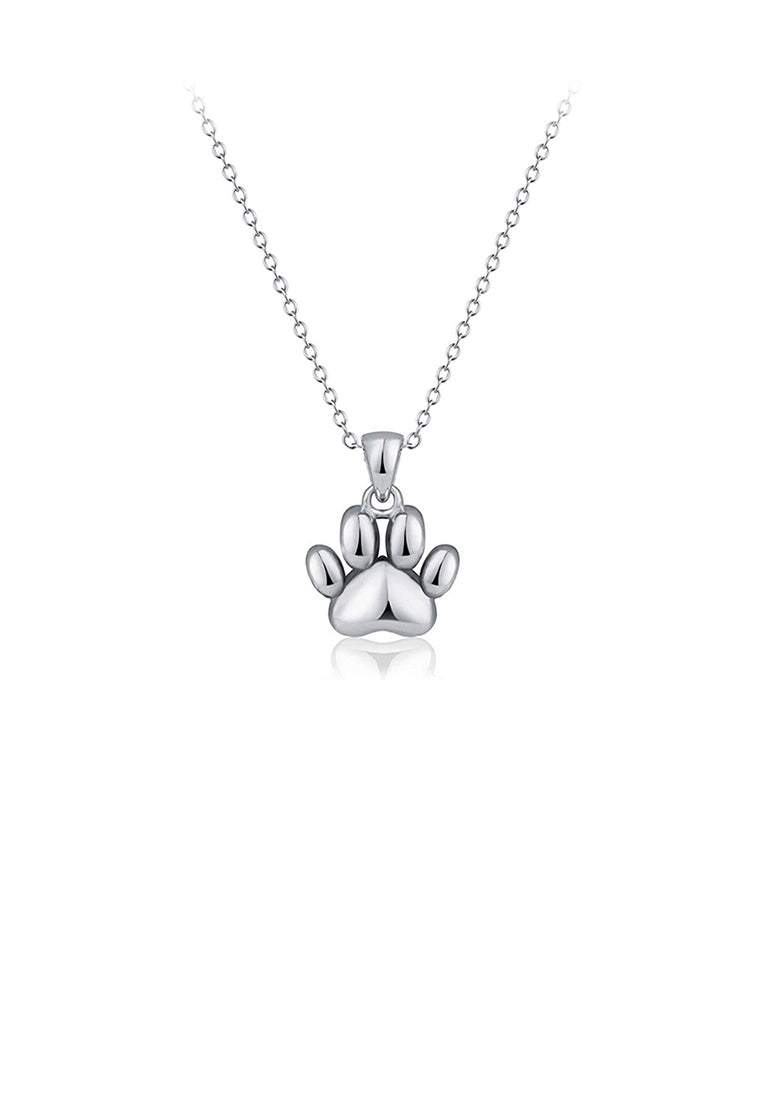 925 Sterling Silver Simple Cute Puppy Paw Pendant with Necklace