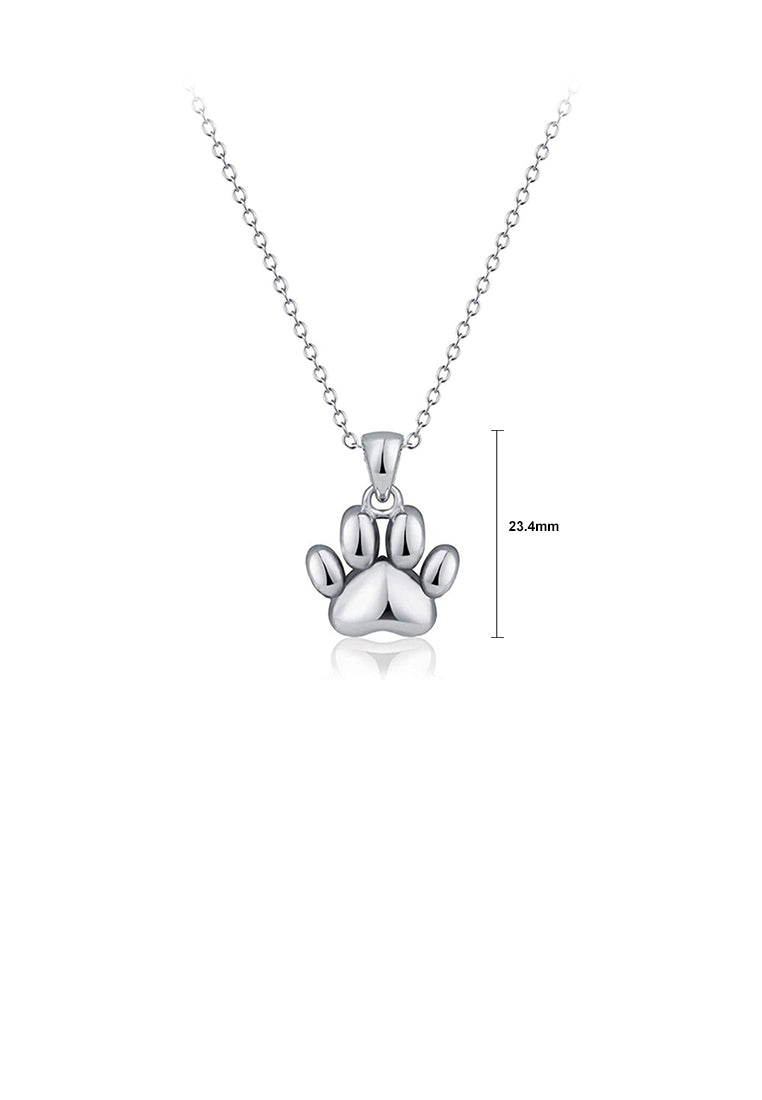 925 Sterling Silver Simple Cute Puppy Paw Pendant with Necklace