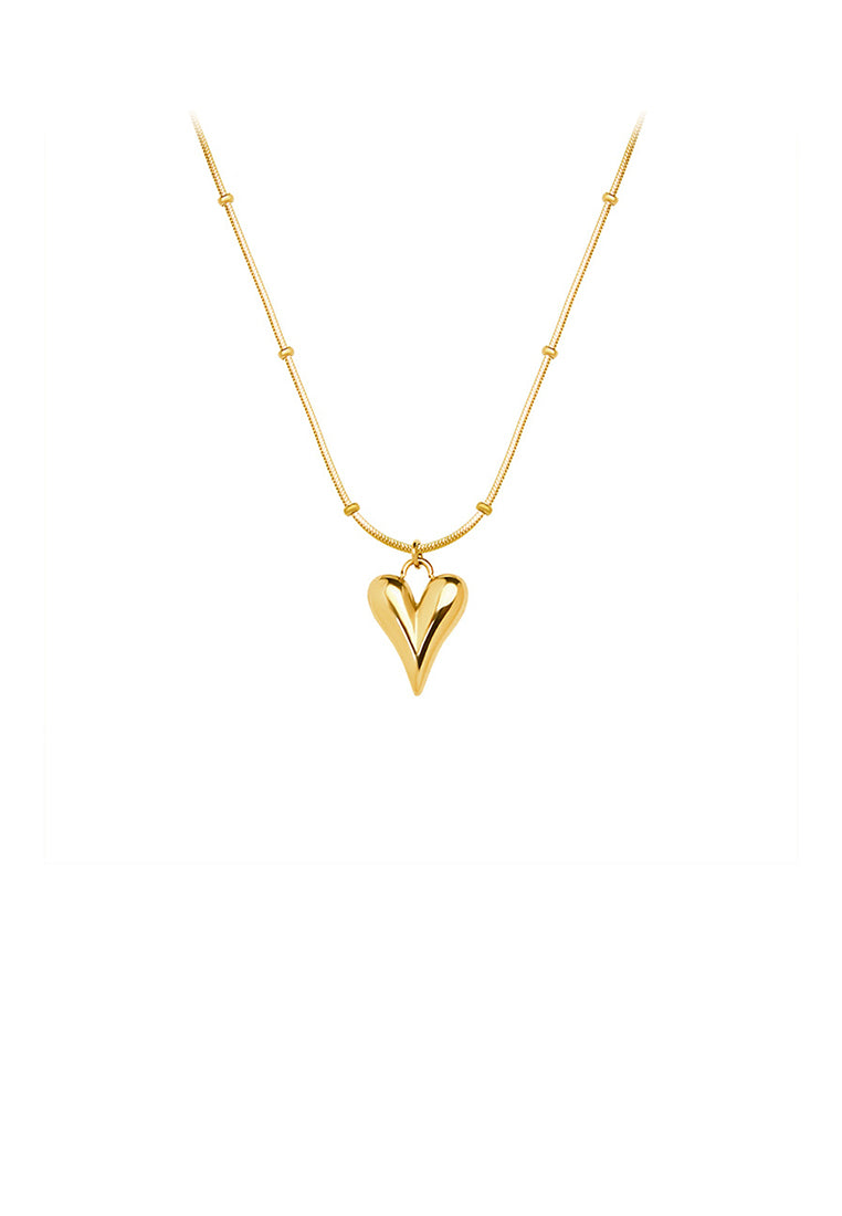 Fashion Romantic Plated Gold 316L Stainless Steel Heart Pendant with Necklace