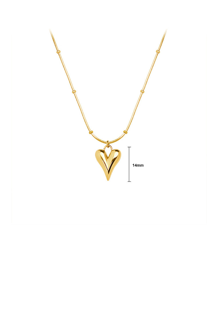 Fashion Romantic Plated Gold 316L Stainless Steel Heart Pendant with Necklace