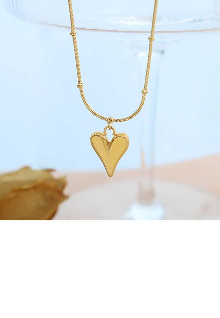Fashion Romantic Plated Gold 316L Stainless Steel Heart Pendant with Necklace