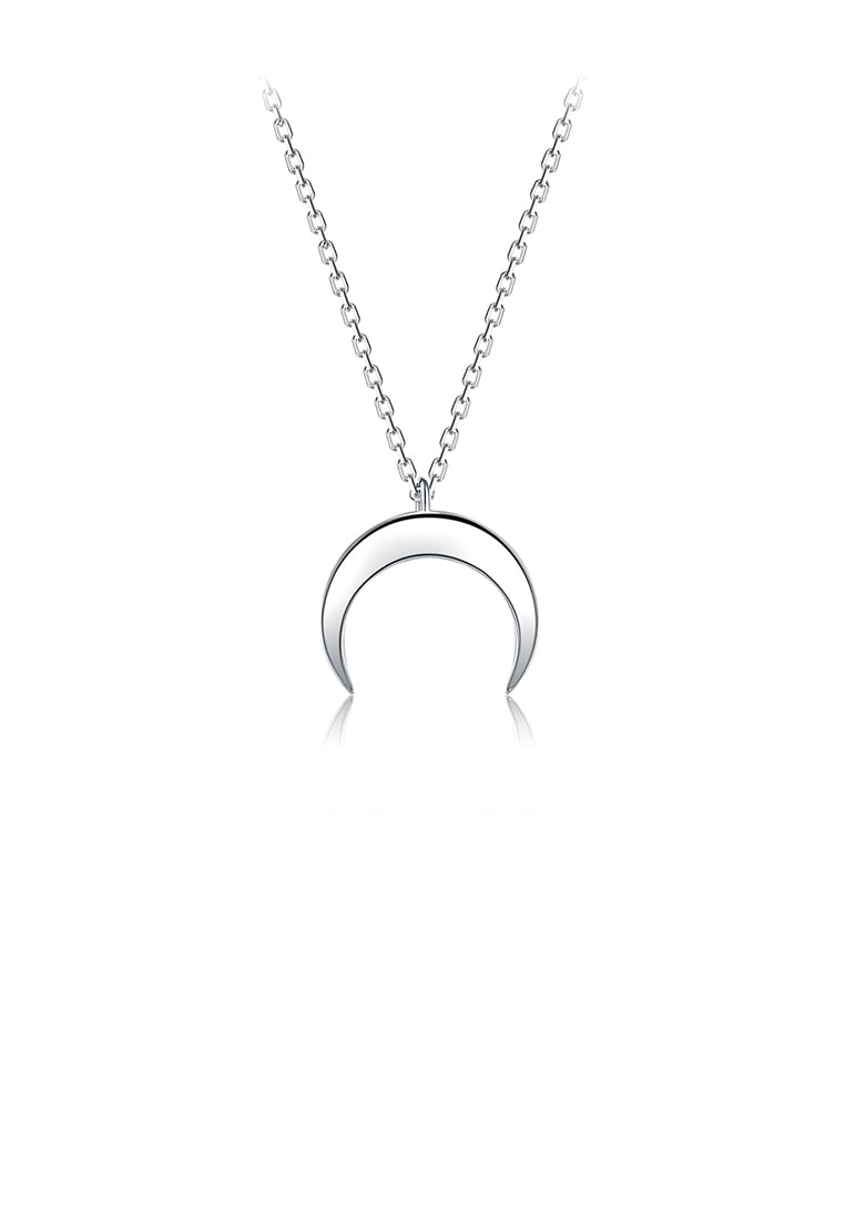 925 Sterling Silver Simple Fashion Moon Pendant with Necklace