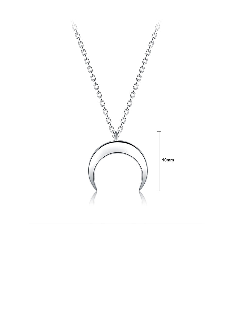 925 Sterling Silver Simple Fashion Moon Pendant with Necklace