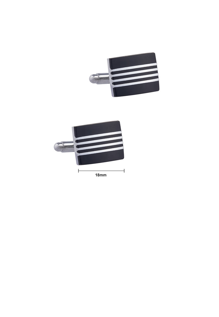 Simple Fashion Line Black Geometric Rectangle Cufflinks