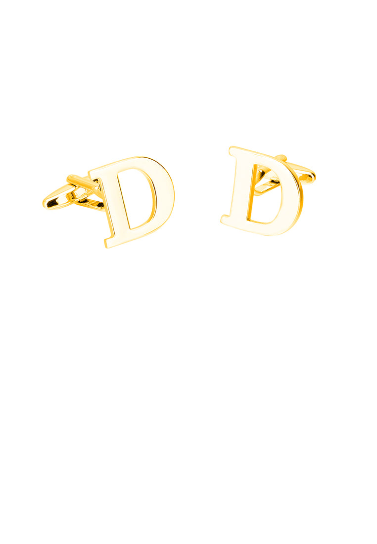 Simple Personality Plated Gold English Alphabet D Cufflinks