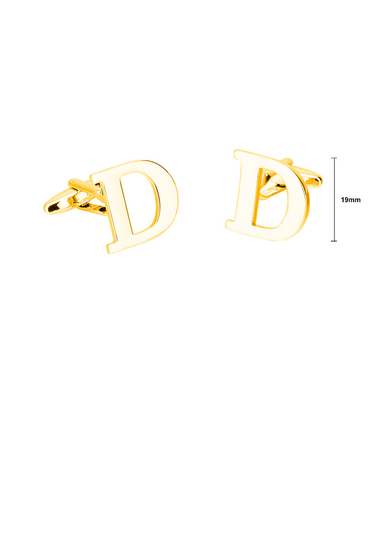 Simple Personality Plated Gold English Alphabet D Cufflinks