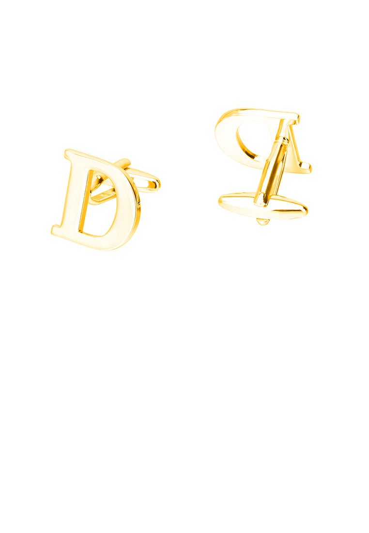 Simple Personality Plated Gold English Alphabet D Cufflinks