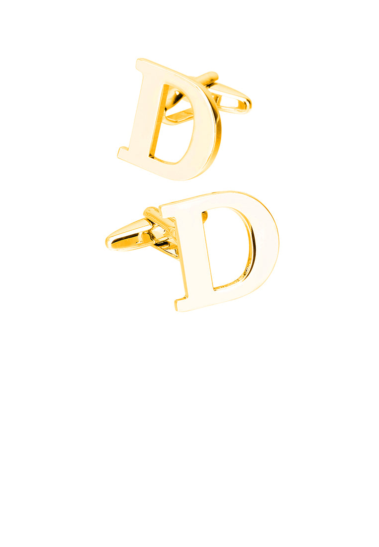 Simple Personality Plated Gold English Alphabet D Cufflinks