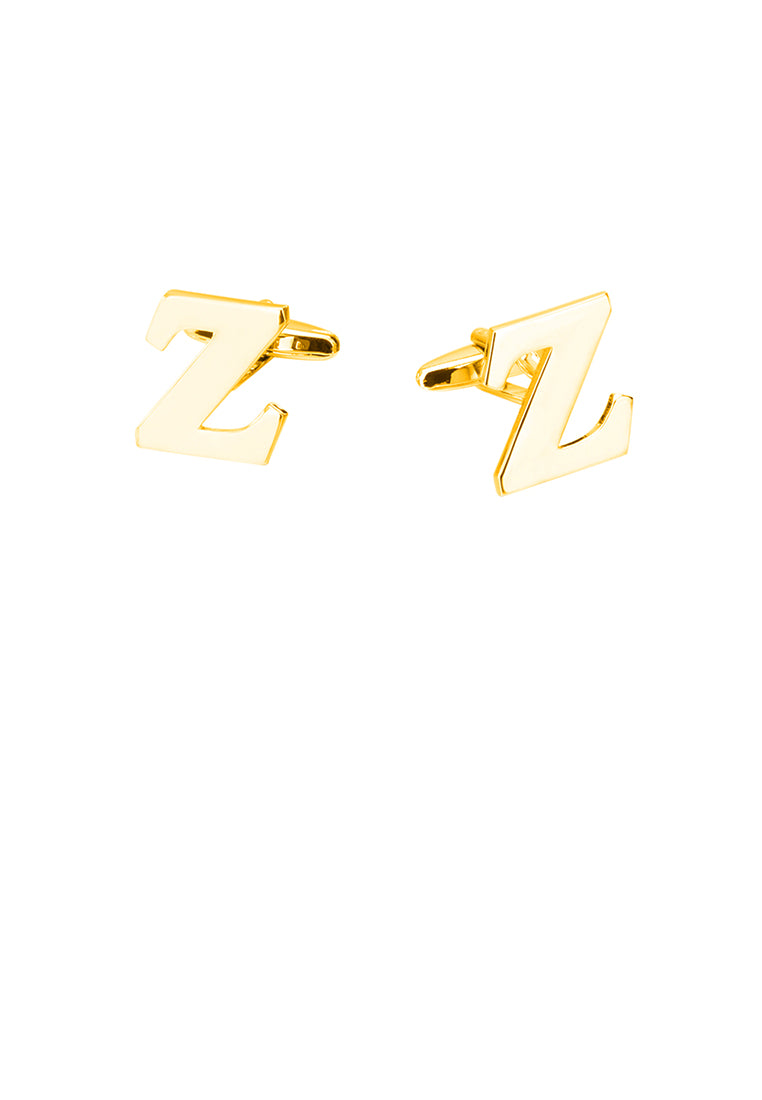 Simple Personality Plated Gold English Alphabet Z Cufflinks