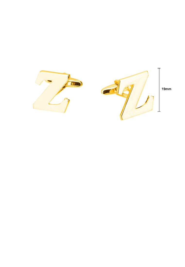 Simple Personality Plated Gold English Alphabet Z Cufflinks