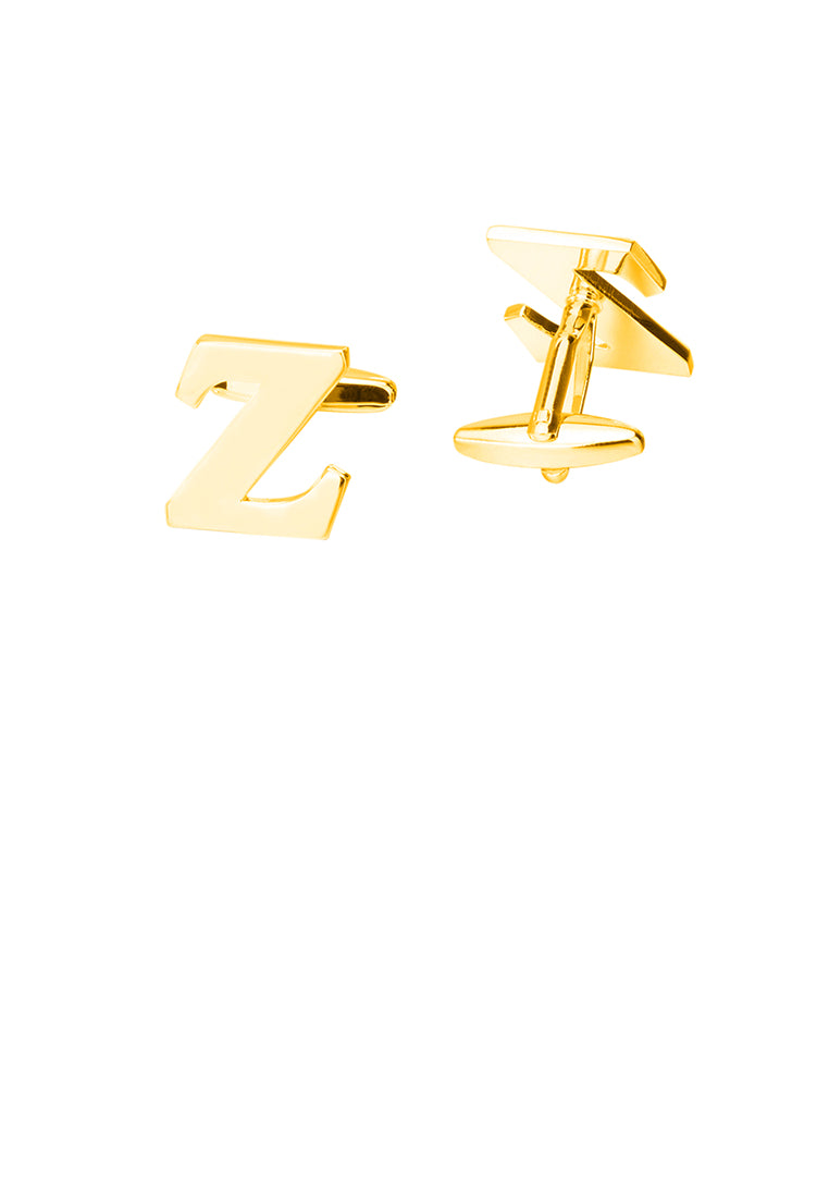 Simple Personality Plated Gold English Alphabet Z Cufflinks