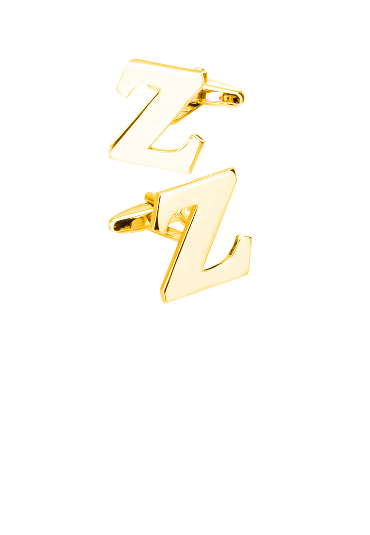 Simple Personality Plated Gold English Alphabet Z Cufflinks