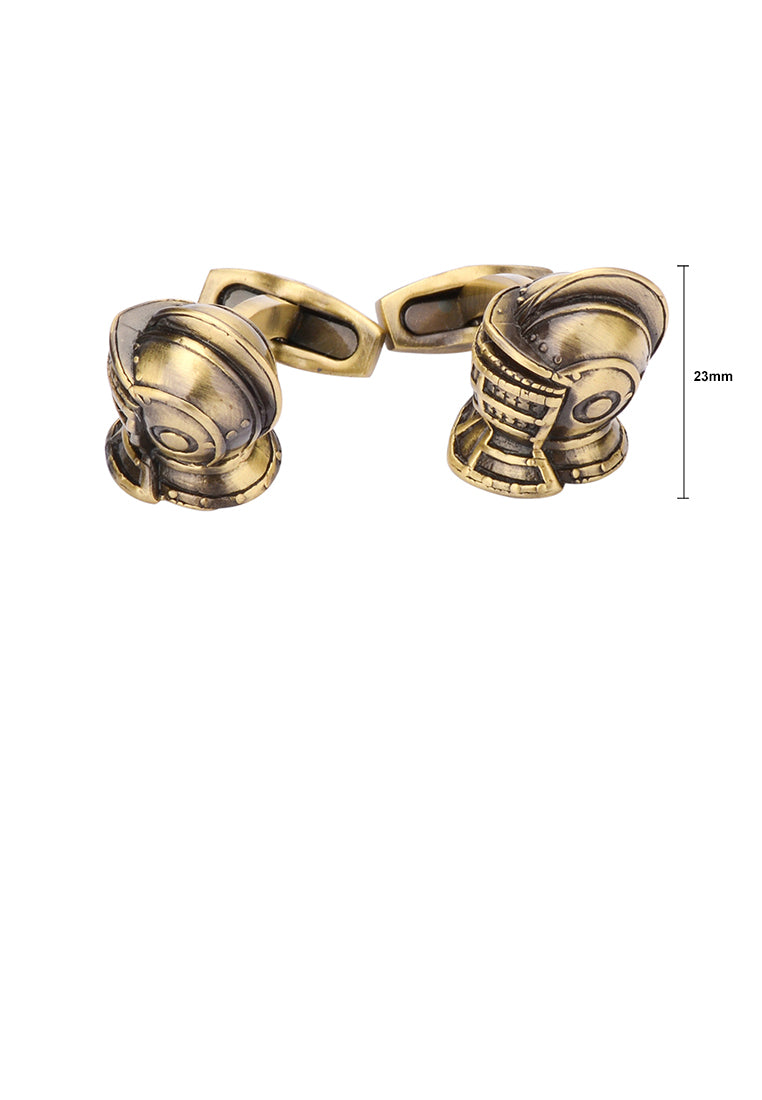 Fashion Vintage Plated Gold Warrior Helmet Cufflinks