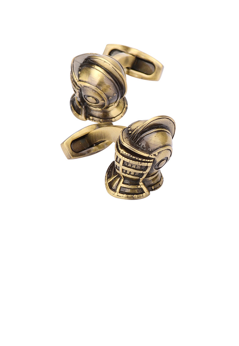 Fashion Vintage Plated Gold Warrior Helmet Cufflinks