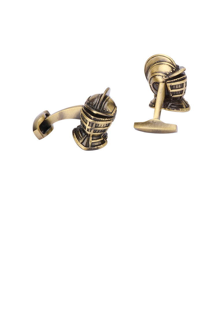 Fashion Vintage Plated Gold Warrior Helmet Cufflinks