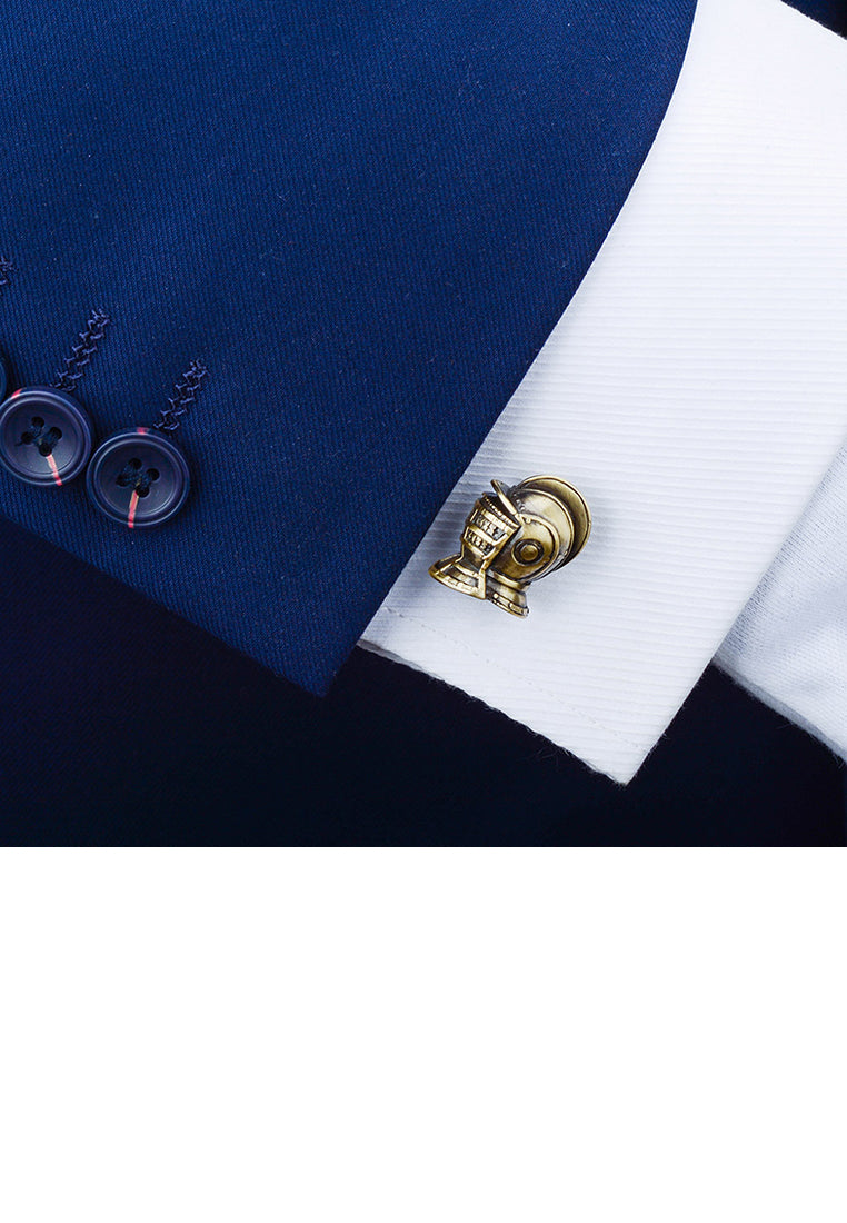 Fashion Vintage Plated Gold Warrior Helmet Cufflinks