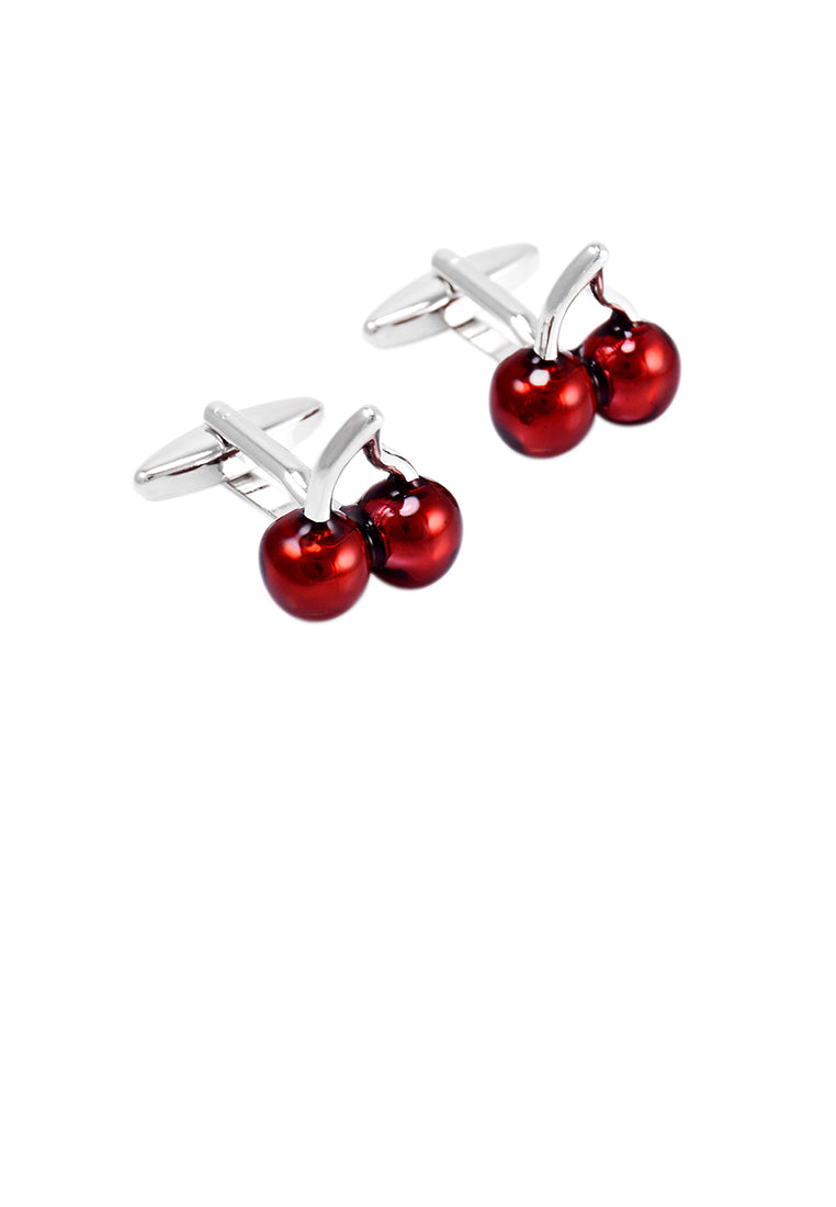 Fashionable Sweet Red Cherry Cufflinks - Vibrant Color