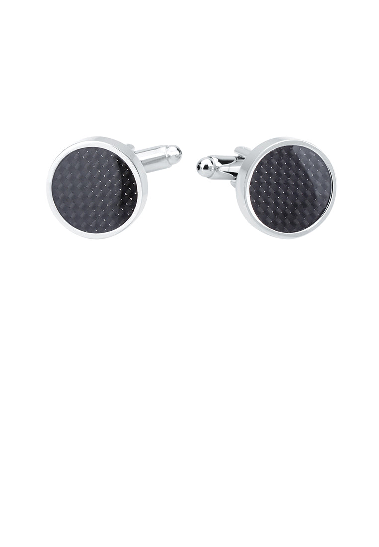Simple and Simple Black Geometric Round Cufflinks