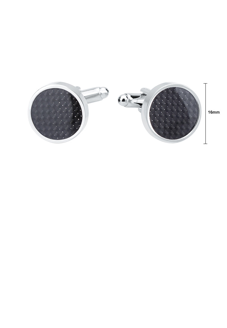 Simple and Simple Black Geometric Round Cufflinks
