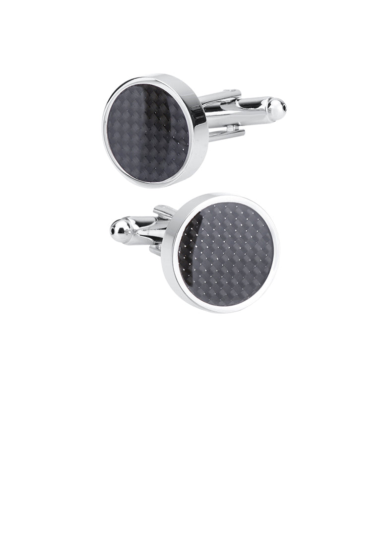 Simple and Simple Black Geometric Round Cufflinks