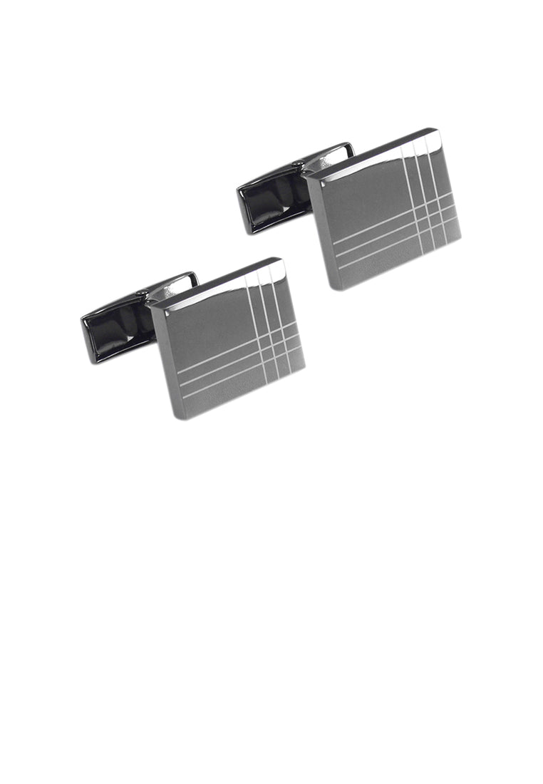 Fashion and Simple Plated Black Geometric Square Cufflinks