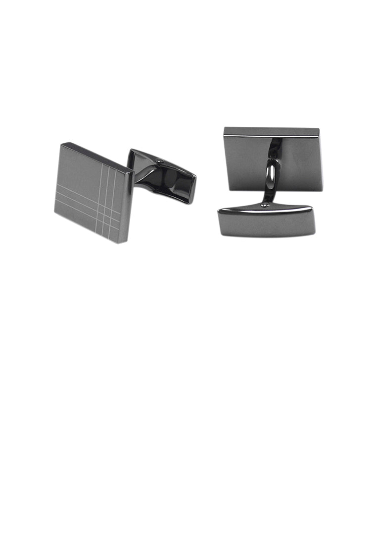 Fashion and Simple Plated Black Geometric Square Cufflinks