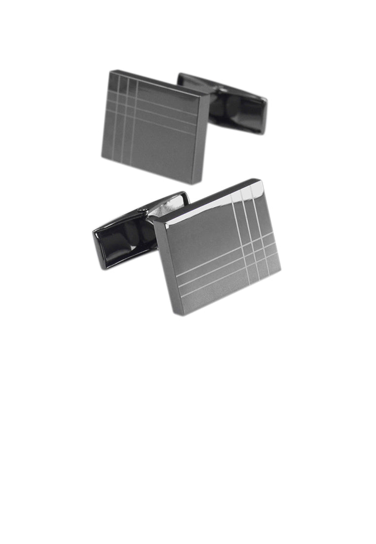 Fashion and Simple Plated Black Geometric Square Cufflinks