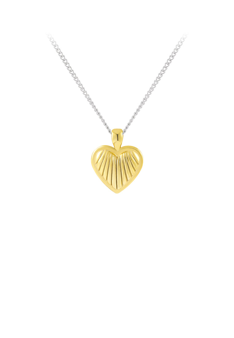 925 Sterling Silver Simple and Fashion Golden Heart-shaped Pendant with Necklace