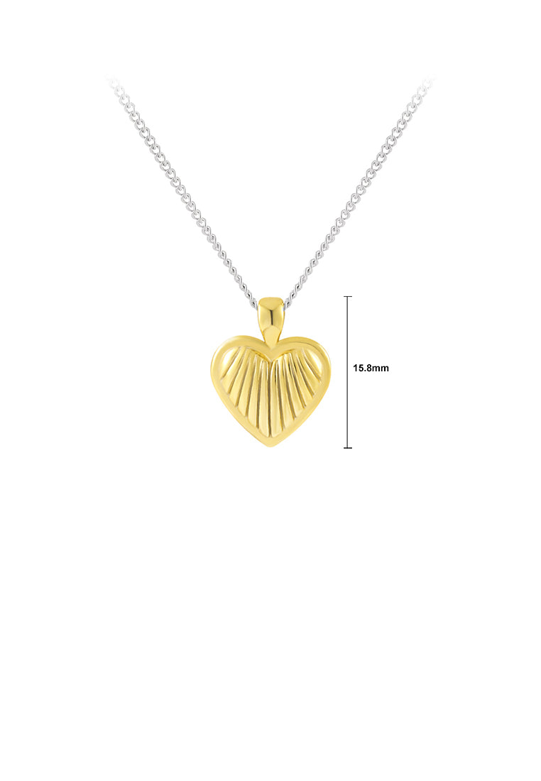 925 Sterling Silver Simple and Fashion Golden Heart-shaped Pendant with Necklace