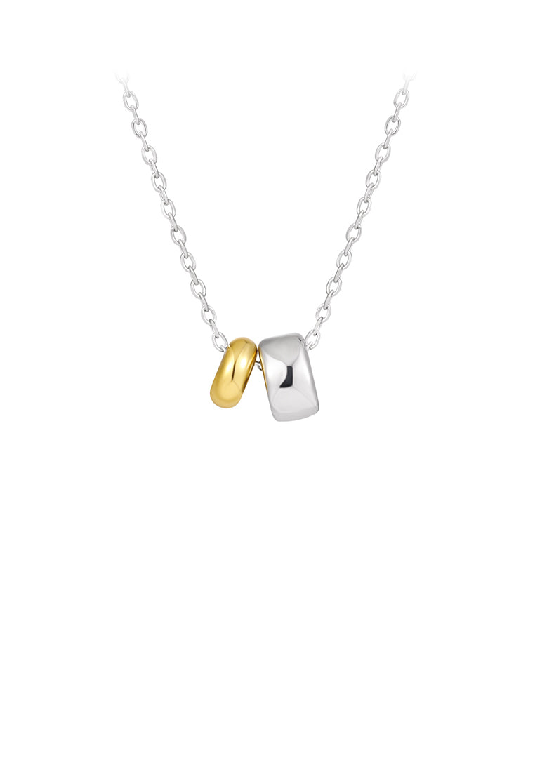 925 Sterling Silver Fashion and Simple Two-color Geometric Ring Pendant with Necklace