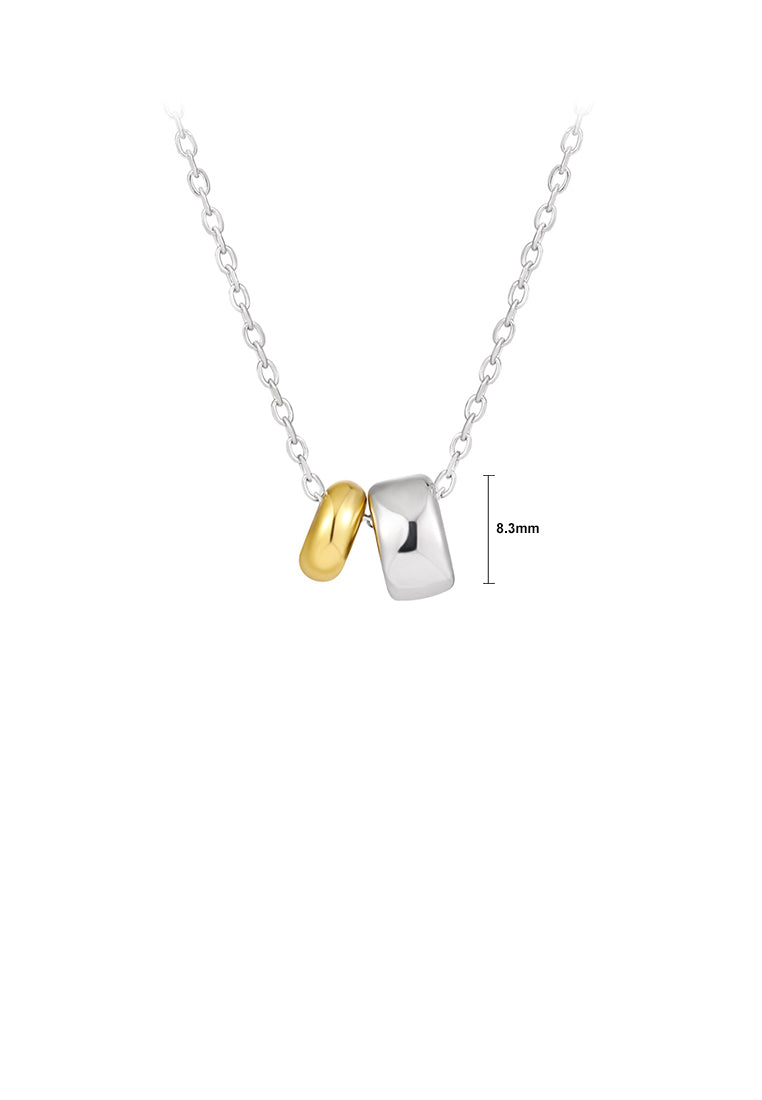 925 Sterling Silver Fashion and Simple Two-color Geometric Ring Pendant with Necklace