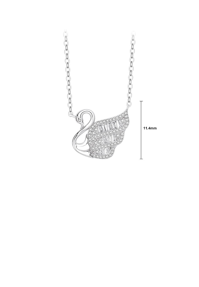 925 Sterling Silver Elegant Dazzling Swan Pendant with Cubic Zirconia and Necklace - Luxurious Look
