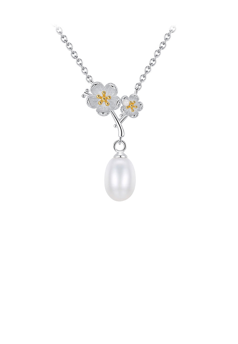 925 Sterling Silver Fashion and Elegant Plum Freshwater Pearl Pendant and Necklace - Luxurious Look
